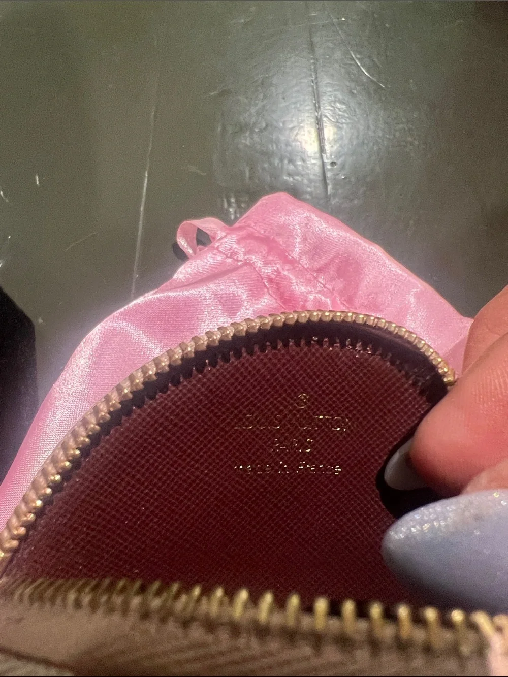 Louis Vuitton Blush Monogram Round Coin Case with Gold Accents